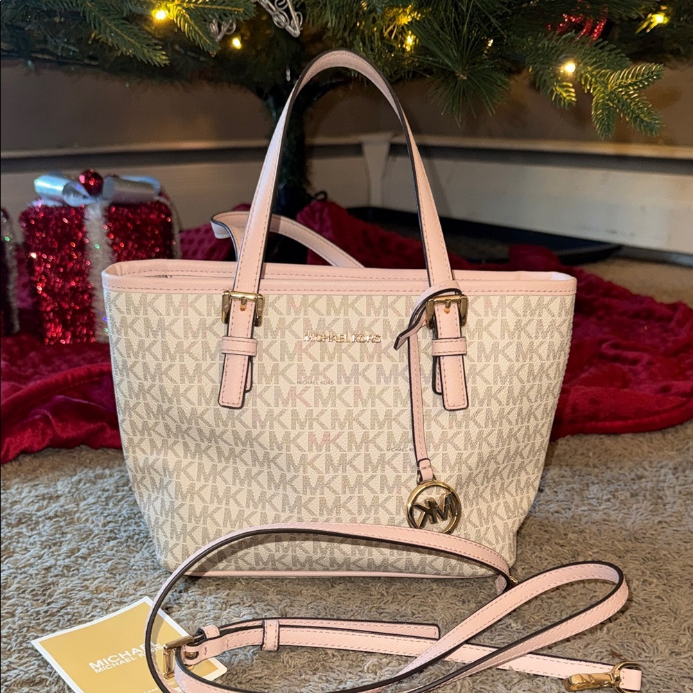 Michael Kors Light Pink and Cream Signature Tote